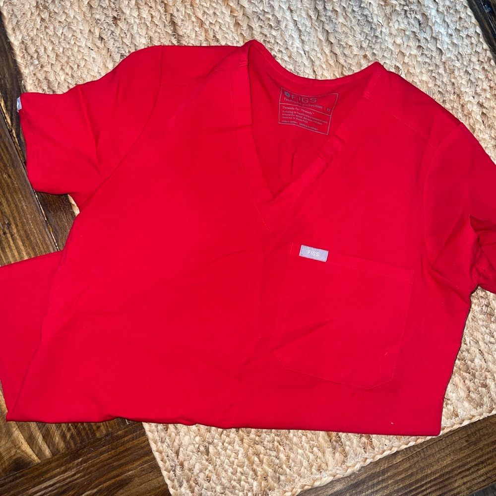 Figs Vibrant Red Scrub top